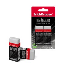 A set of erasers 2 pieces Erich Krause Megapolis, 50 x 22 x 12 mm, soft, hypoallergenic, in a blister