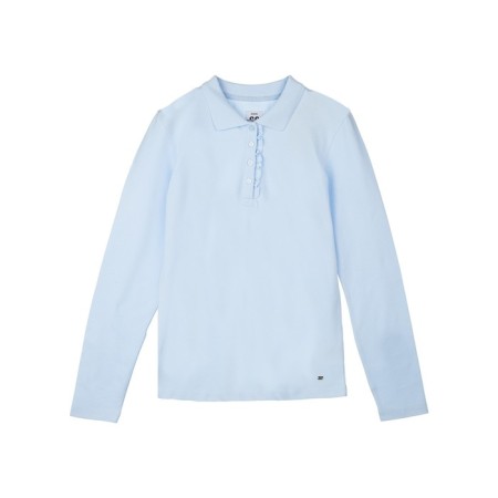 Футболка-поло с длинным рукавом для девочки, рост 134 см-4