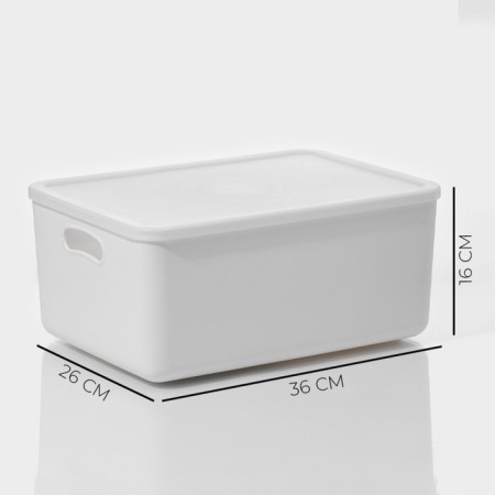 Storage container with lid LADOM "E LEC", 36 × 26 × 16 cm, white color-2