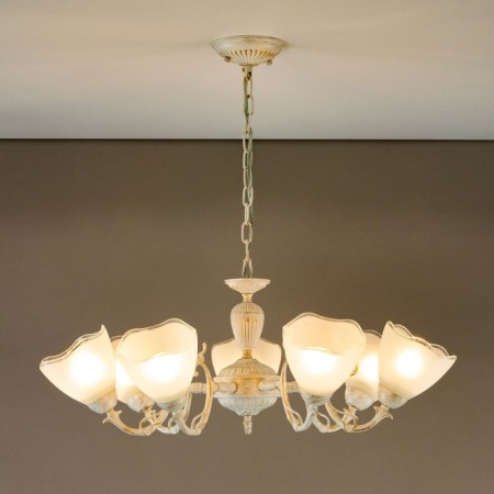 Suspended chandelier Citilux "Latur" CL413270, 46x33 cm, 7x75W, E27, white color-6