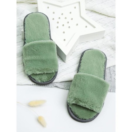 Women's slippers open nose, size 39-41, emerald color