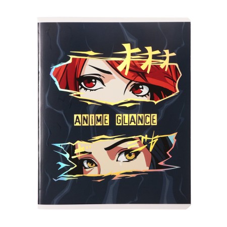 Notebook of 48 sheets in the “Eye anime” cage, covered cardboard, selective UV-cling, foil embossing, block 70 g/m2, mix-6