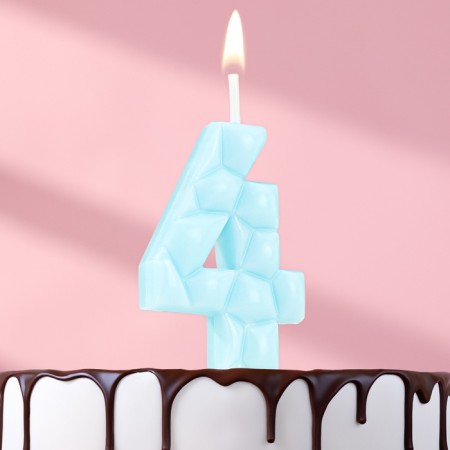 Candle for the cake "ice", the number "4, blue