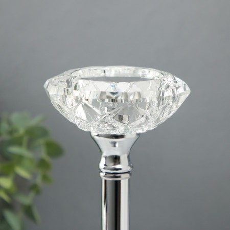 Summary metal, glass per 1 candle "Crystal bowl" d = 5 cm silver 9x9x20.5 cm-2