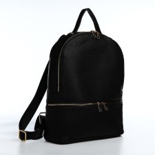 Women's backpack made of artificial leather with lightning, 2 pockets, black color