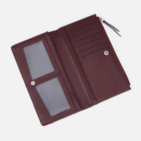 Women's wallet on the button, burgundy color-3