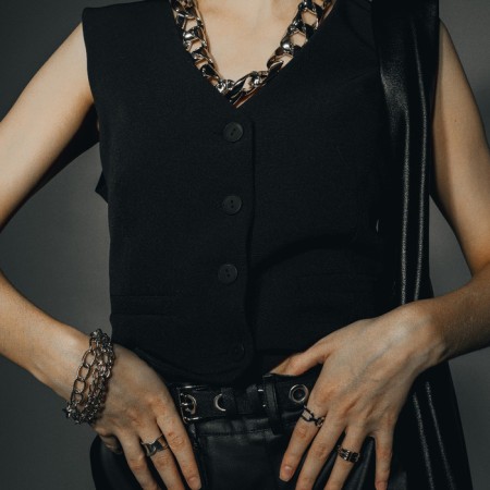 Ring "Jewel" belt, color black silver, dimensionless-3