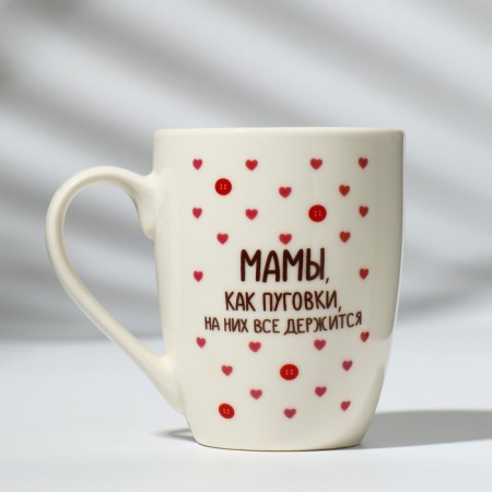 Mother's Day. Gift set "Mom, like buttons": a mug of 310 ml, a spoon-1