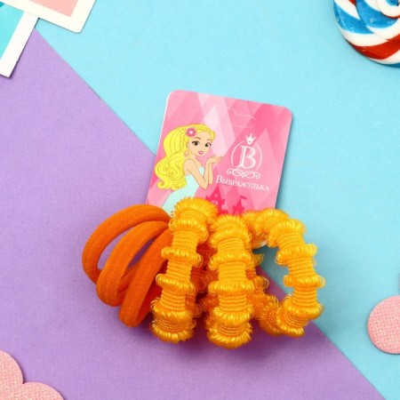 Hair elastic band "Mahrushka" (set 6 pcs) strips of classic, 4 cm, mix