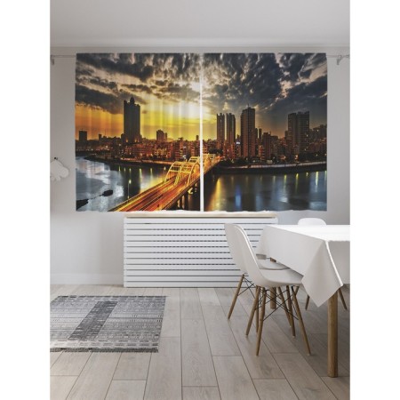 Photostes "City traffic at sunset", Saten, size 145x180 cm, 2 pcs