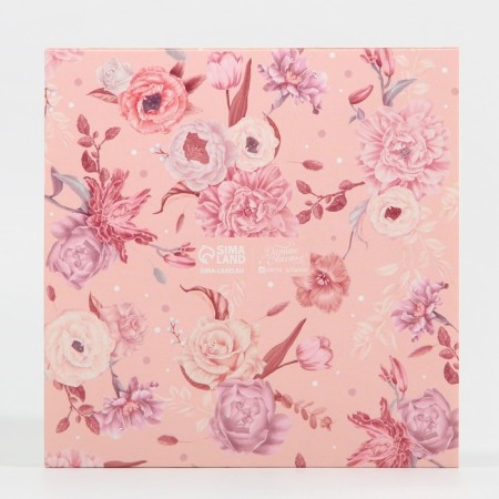 Box for 8 sweets and chocolate with cells, confectionery packaging, “pink flowers” ​​18 x 18 x 4 cm-3