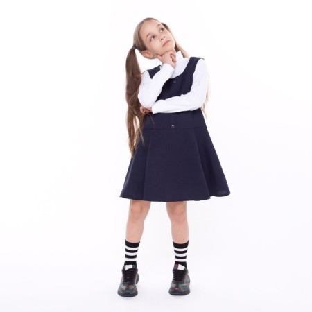 School sundress for girls, blue color, height 122-1