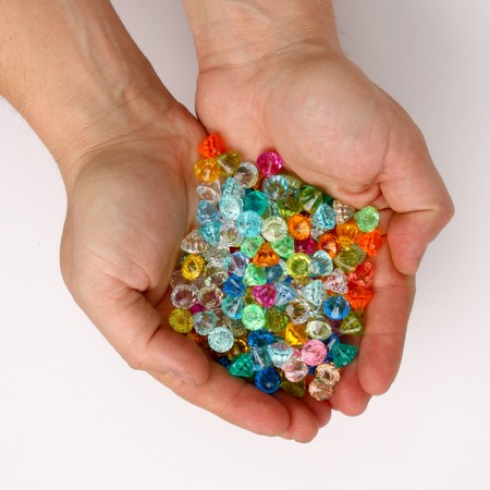 Crystals are plastic decorative, set of 120 g, size 1 pc. - 1 × 1.2 cm, color mix-5