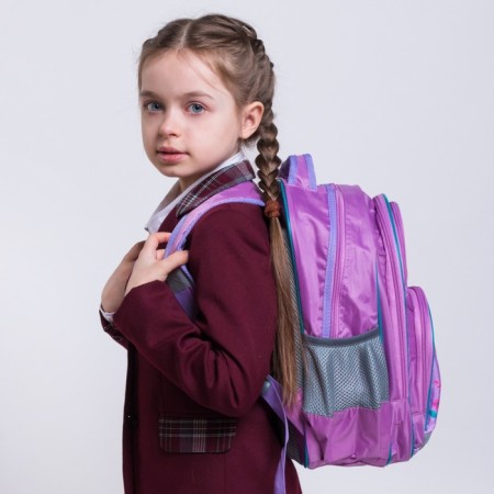 School backpack, 36 x 23 x 13 cm, ergonomic back, calligrata n "owl", lilac-12