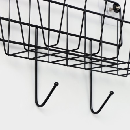 Basket with 2 hooks, 31.5 × 13 × 20 cm, black color-4
