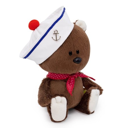 Soft toy "Bear Fedot", in the sea beret with anchor, 15 cm-1