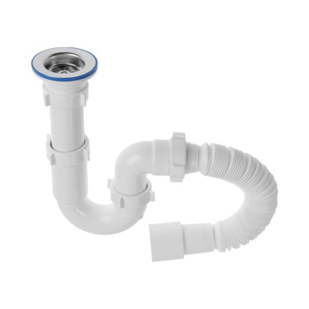 Siphon for washing ORIO S-41019, 1 1/2 "x40 mm, direct-flow, with corrugation 40x40/50 mm