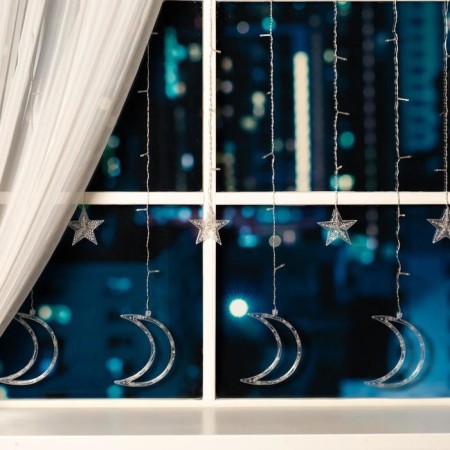 Garland "fringe" 2.7 × 0.9 m with nozzles "month", IP20, transparent thread, 138 LED, glow of multi, 8 modes, 220 V-1