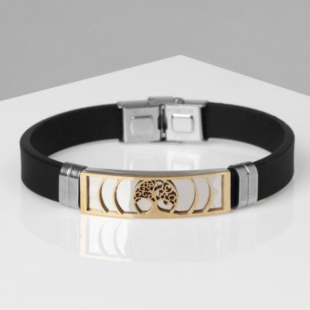 Bracelet Unisex "Style" tree, black color with silver-gold, 20.5 cm