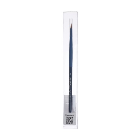 Watercolor brush, brown synthetics, round, ropeloff Aqua Blue Round No. 3, short blue handle, Soft-Touch clip coating-3