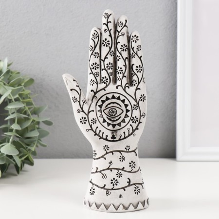 Souvenir Polystone "Hand of Fatima. Flower pattern. Hams" White 9.5x6x21 cm