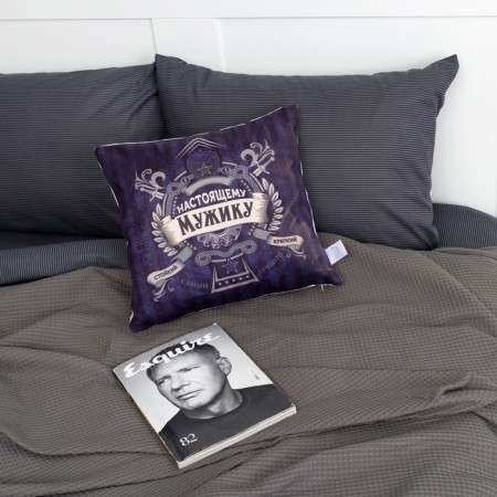 Decorative Ethel Pillow "Real Man", 40 × 40 cm, velor, p/e 100 %-1