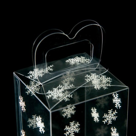 New Year. Box gift New Year's folding PVC "Snowflakes" 6 x 6 x 10 cm.-5
