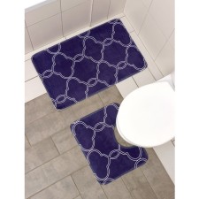 A set of mats for the bathroom and toilet of the Vignier Dula, 2 pcs: 44 × 50, 50 × 80 cm, the color is blue