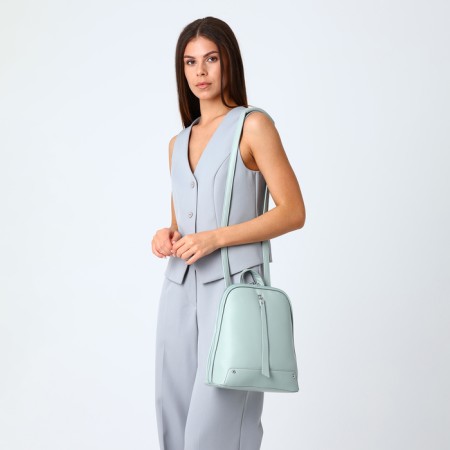 City backpack made of artificial leather with lightning, green color-8