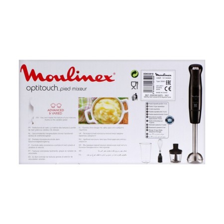 Bleader Moulinex DD833810, submersible, 600 W, 16 speeds, 0.8 l, 3 nozzles, black-9