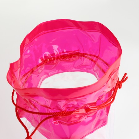 Cosmetic bag on the cord, the color is transparent/red-4