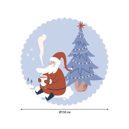 The tablecloth "Santa Claus under the Christmas tree", Round, Saten, D = 150 cm-1