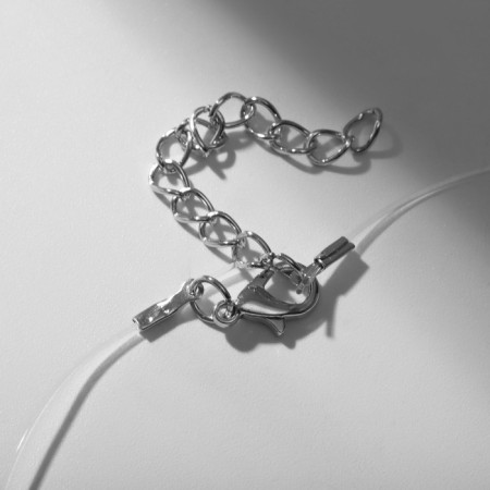 Pendant "on the fishing line" circle, white color in silver, 33 cm-3
