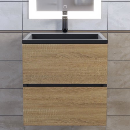 Tumbling under the Uperwood Barsa sink, 50 cm, suspended, black/oak sonoma-12