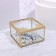 Great organizer for storage, with a lid, glass, with a mirror -bottom, 1 section, 10 × 10 × 6 cm, the color is transparent/copper