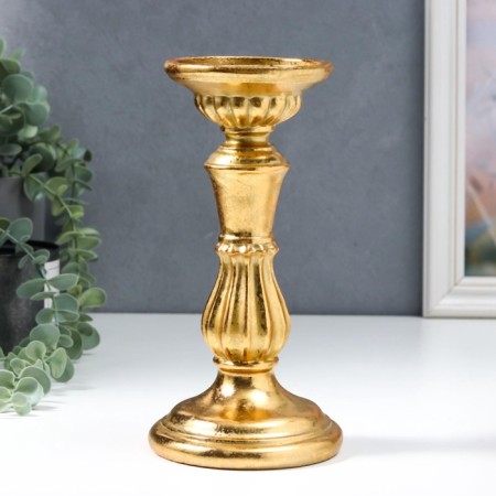 Polystone candlestick for 1 candle "Column with wax" gold 23x12x12 cm-1