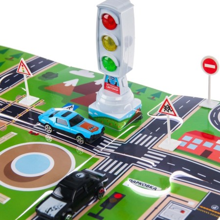 A traffic light with the gaming field "Study traffic rules", lighting effects, Russian chip, blue tractor-10