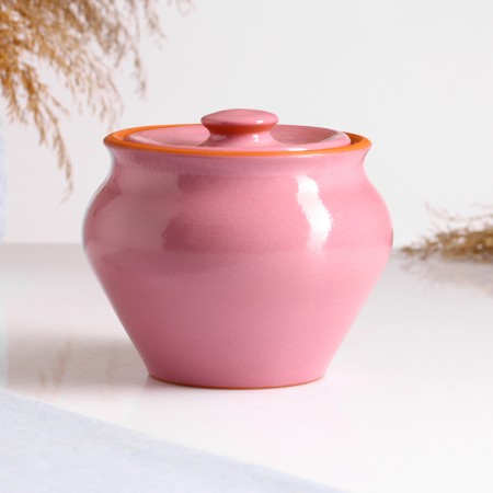 A hot pot with a Vyatka lid 0.6l, pink-3