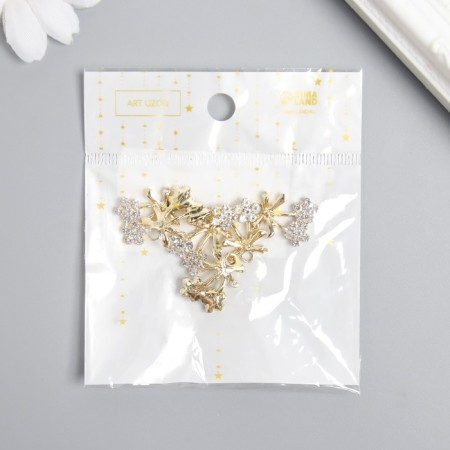 Decor for creativity metal, rhinestones "bow-flowers" gold 1.5x2 cm-2
