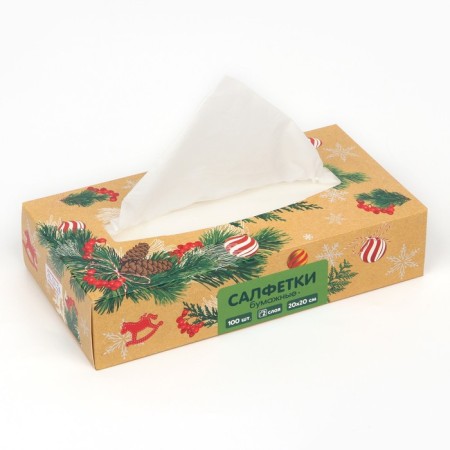 New Year's wipes Paper in the box “New Year! Winter comfort ", 100 pcs, two -layer-3
