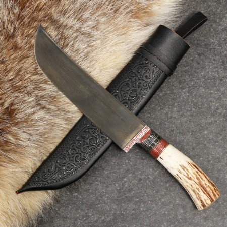 Knife Pchak Sharkhon - Bolshoi -Chef, Kosul, wide handle, Garda tin engraving. ShH-15 (20-22-4