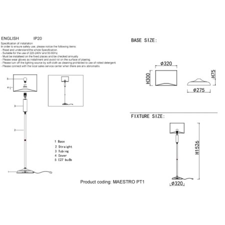 Krystal Lux, Maestro 2291/601, E27, 1x60 watts, 152.6x24x32 cm, Chrome color-2
