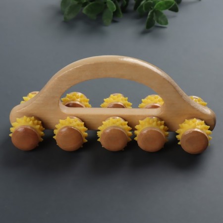 Massage with spikes "Caterpillar", 18 × 6 × 7 cm, universal, with a pen, 10 wheels, color mix-5