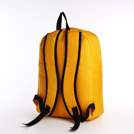A backpack with a zipper, an outer pocket, yellow color-3