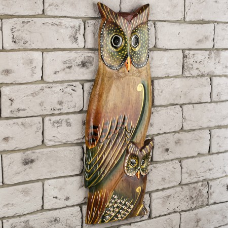 Wall panel "two owls" 48x20x2.5 cm-1