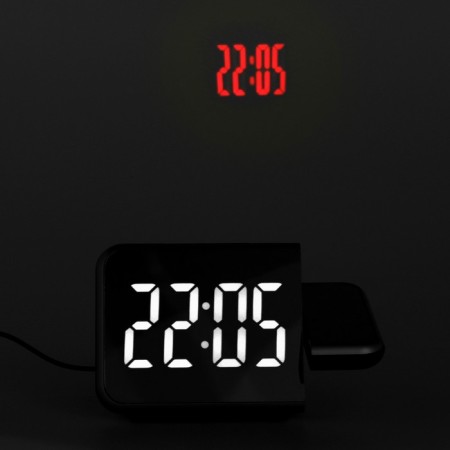 Clock - Electronic desk an alarm clock with a projection on the ceiling, calendar, 2AAA, USB-6