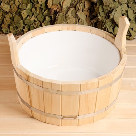 Gang made of linden, 15 l, round, plastic insert-4