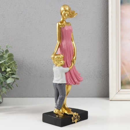 Polystone souvenir "Mom with son" Gold 9.5x7x28.5 cm-1