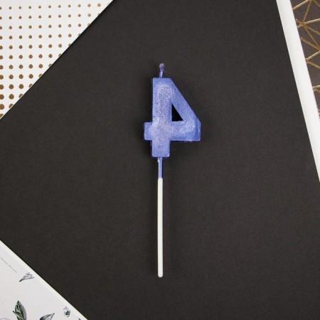 Candle for the cake, the number "4", blue.