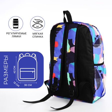 Youth backpack from textiles, 3 pockets, lilac color-1